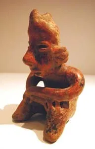 San Sebastián Style Nayarit Terracotta Sculpture of a Seated Man