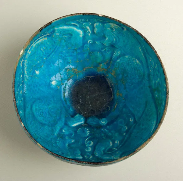 Moulded Turquoise Lion Bowl