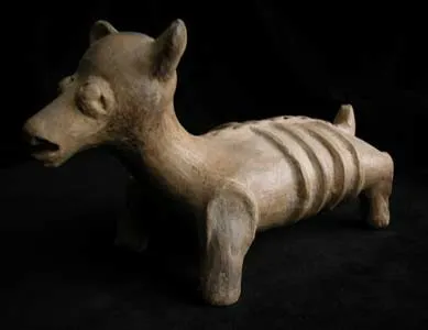 Jalisco Sculpture of a Dog with a Pup