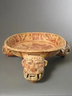 Terracotta Polychrome Tripod Bowl