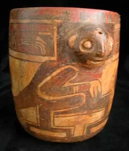 Polychrome Terracotta Vessel Depicting a Monkey