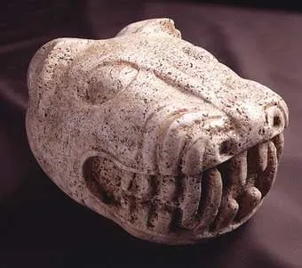 Stone Sculpture of the Head of a Jaguar