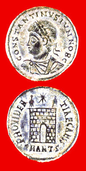 Bronze Follis of Constantine II Struck While Caesar