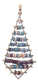 Egyptian Faience Beads Set In 18k Gold Pendant