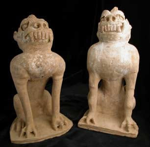 Pair of Tang Sculptures of Spirit Guardians