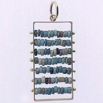 Egyptian Faience Beads Set In An 18k Gold Pendant