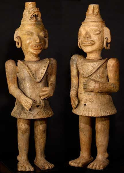 Pair of Large Terracotta Figures