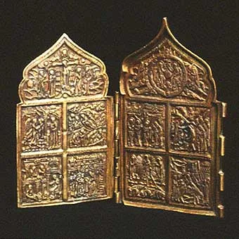 Brass Diptych Traveling Icon