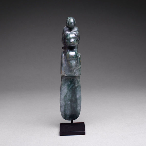 Guanacaste-Nicoya Jade Bird-Celt Pendant with a Large Headdress