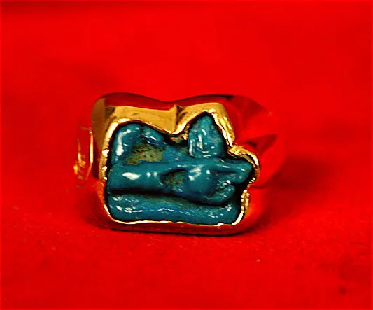 Gold Ring with Faience Eye of Horus Amulet