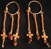 Byzantine Revival Earrings Of Gold And Garnet