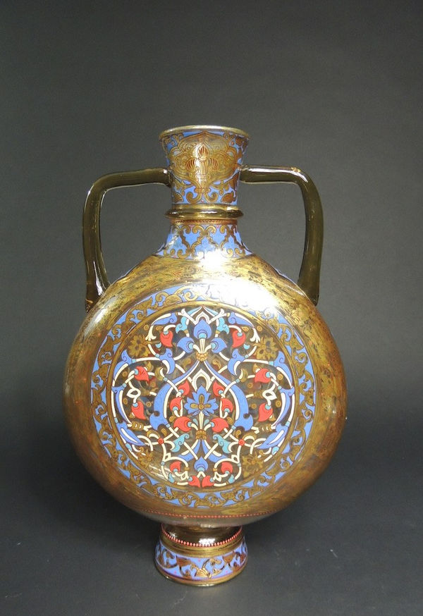 Enamelled and gilded glass flask