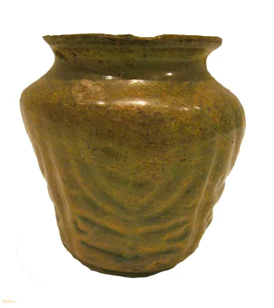 Roman Ovoid Glass Vase with a Menorah or Palmette Motif