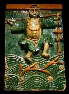 Ming Glazed Terracotta Tile From a Temple