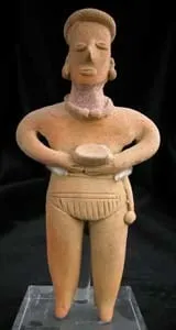 Tuxcacuesco-Ortices Style Colima Terracotta Sculpture of a Man Holding a Bowl