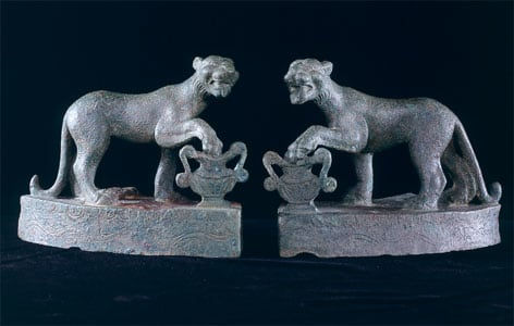 Pair of Roman Bronze Ornaments in the Form of Panthers