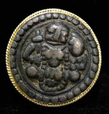 Gold Ring with A Buddhist bronze Roundel