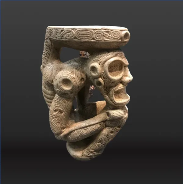 Taino Seated Zemi Cohoba Platform