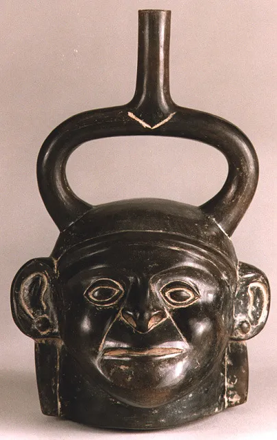 Moche Blackware Portrait Head Vessel