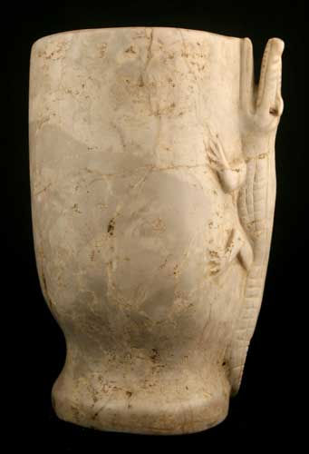 Mayan Stone Vessel with a Crocodile