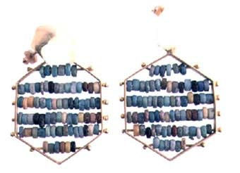 Egyptian Faience Beads Set in Gold Earrings