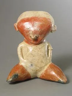 Chinesco Style (Type C) Nayarit Terracotta Sculpture of a Seated Man
