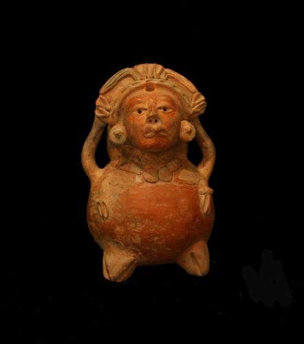Mayan Terracotta Vessel in the Form of a Deity