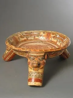 Terracotta Polychrome Tripod Bowl
