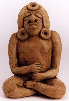 Mayan Sculpture of a Seated Man