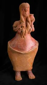 San Sebastián Style Nayarit Terracotta Sculpture of a Woman Carrying a Vessel