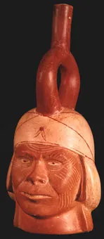 Moche Portrait Head Stirrup Vessel