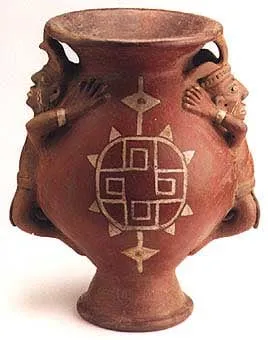 Terracotta Vessel With Two Figures