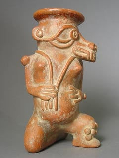 Atlantic Watershed Terracotta Vessel in the Form of a Saurian Deity
