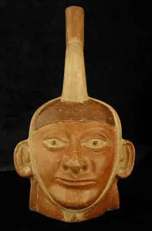 Moche Portrait Head Stirrup Vessel