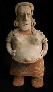 San Juanito Style Jalisco Terracotta Sculpture of a Standing Pregnant Woman