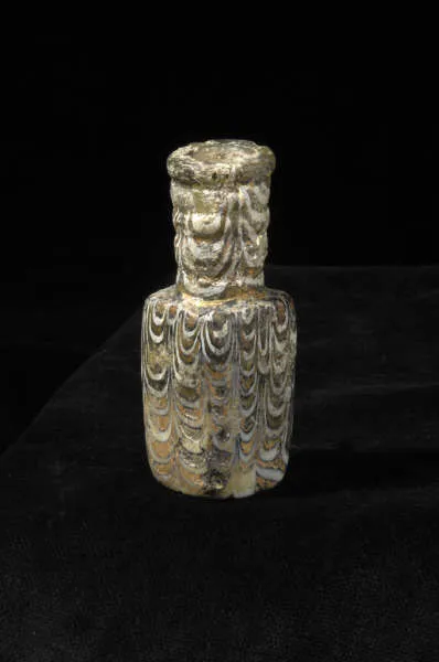 Early Islamic Glass Bottle with Marvered Trails