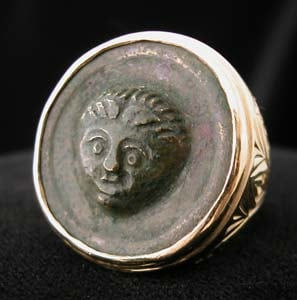 Gold Ring with Roman Bronze Button