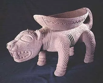 Basalt Sculpture of a Jaguar with a Bowl on its Back