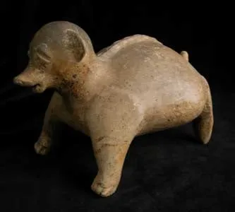Jalisco Sculpture of a Dark Gray Dog