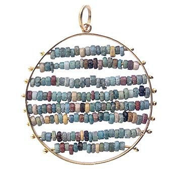 Egyptian Faience Beads Set In An 18k Pendant