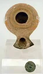 Herodian Oil Lamp and Judean Bronze Coin