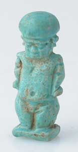 New Kingdom Faience Amulet of a Dwarf