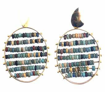 Egyptian Faience Beads Set in an 18 Karat Gold ear