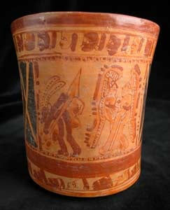 Mayan Painted Cylindrical Vessel