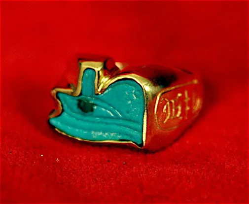 Gold Ring with Faience Eye of Horus Amulet