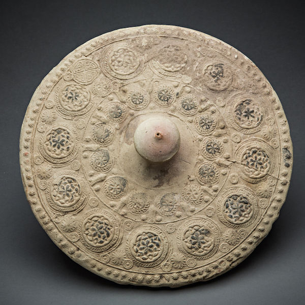 Lid with Applied and Stamped Decoration