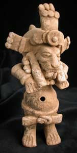 Mayan Sculpture of a Man Wearing a Ritual Costume