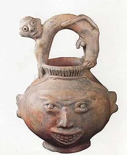 Terracotta Trophy Head with a Monkey Handle