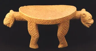 Costa Rican Basalt Metate in the Form of a Double-Headed Jaguar