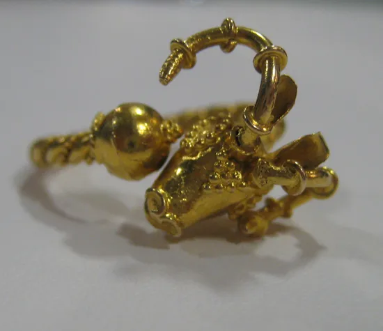 Twisted Gold Ring with Ram Head